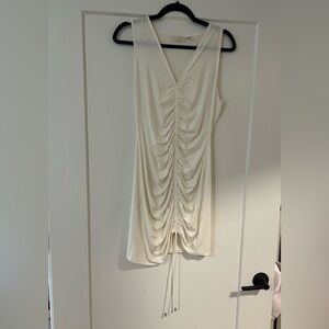 Ramy Brook beige/white ruched front dress.